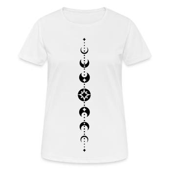 Totem avec phases de lune et étoiles. Noir. - T-shirt respirant Femme - blanc - Devant - AI Model Female 172 dark (172cm)