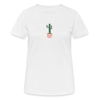 Kaktus im Blumentopf - gross - Frauen T-Shirt atmungsaktiv - Weiß - Vorne - AI Model Female 172 dark (172cm)