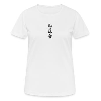 Wado Kai Karaté Kanji noir écrit japonais - T-shirt respirant Femme - blanc - Devant - AI Model Female 172 dark (172cm)