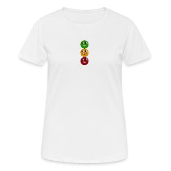 Trio du Sourire Tricolore - T-shirt respirant Femme - blanc - Devant - AI Model Female 172 dark (172cm)