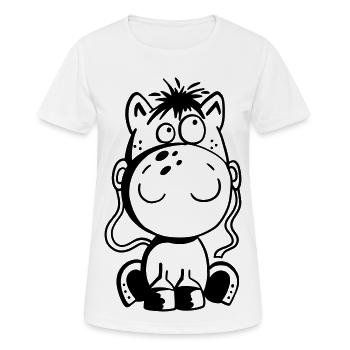 Kleines Pferd - Pony - Comic - Horse - Fun - Frauen T-Shirt atmungsaktiv - Weiß - Vorne - AI Model Female 172 dark (172cm)
