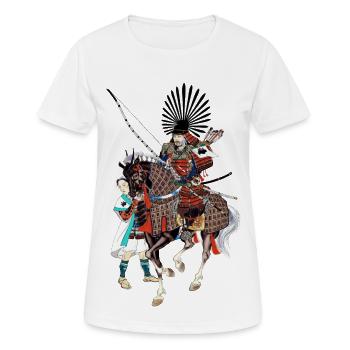 Toyotomi Hideyoshi à cheval - T-shirt respirant Femme - blanc - Devant - AI Model Female 172 dark (172cm)