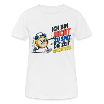 Lustiger Spruch – Morgenmuffel - Frauen T-Shirt atmungsaktiv - Weiß - Vorne - AI Model Female 172 dark (172cm)