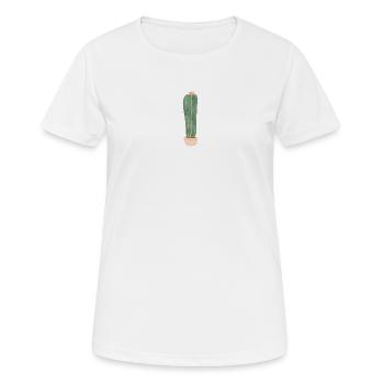 Kaktus im Blumentopf - lang - Frauen T-Shirt atmungsaktiv - Weiß - Vorne - AI Model Female 172 dark (172cm)