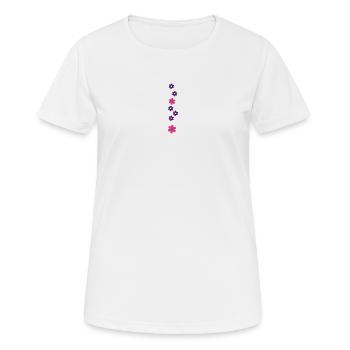 Blumenmuster - Frauen T-Shirt atmungsaktiv - Weiß - Vorne - AI Model Female 172 dark (172cm)