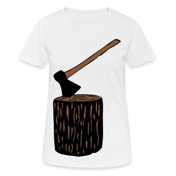Axt und Baumstamm - Frauen T-Shirt atmungsaktiv - Weiß - Vorne - AI Model Female 172 dark (172cm)