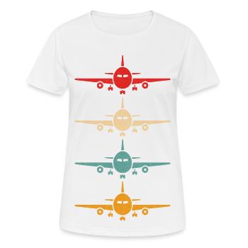 Aviation Avion Volant Compagnie aérienne Pilote d’époque - T-shirt respirant Femme - blanc - Devant - AI Model Female 172 dark (172cm)