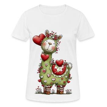 Lama avec des cœurs - T-shirt respirant Femme - blanc - Devant - AI Model Female 172 dark (172cm)