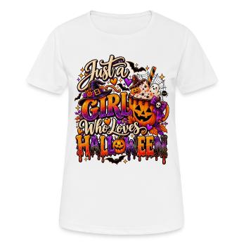 Just a Girl Who Loves Halloween - Frauen T-Shirt atmungsaktiv - Weiß - Vorne - AI Model Female 172 dark (172cm)