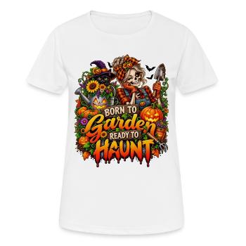 Geboren zum Gärtnern, bereit zu spuken - Frauen T-Shirt atmungsaktiv - Weiß - Vorne - AI Model Female 172 dark (172cm)