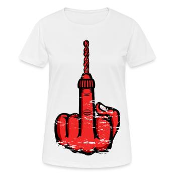 Mittelfinger Stingerfinger Bohrmaschine Design Rot - Frauen T-Shirt atmungsaktiv - Weiß - Vorne - AI Model Female 172 dark (172cm)