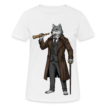 Wolf Steampunk Captain Spyglass Aristocrat - Women's Breathable T-Shirt - white - Front - AI Model Female 172 dark (172cm)