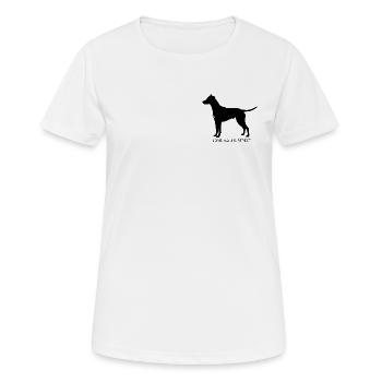Hund Love Walks Repeat Mischling - Frauen T-Shirt atmungsaktiv - Weiß - Vorne - AI Model Female 172 dark (172cm)