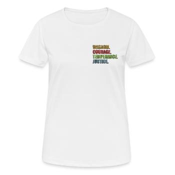 4 Stoic Virtues Retro Rainbow - Women's Breathable T-Shirt - white - Front - AI Model Female 172 dark (172cm)