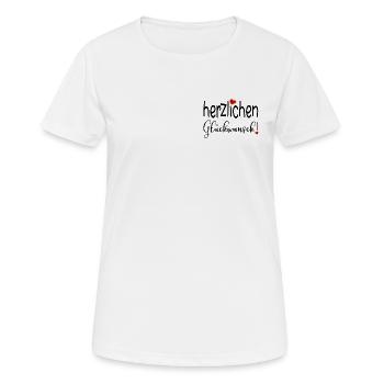 HERZLICHEN GLÜCKWUNSCH HERZ - Frauen T-Shirt atmungsaktiv - Weiß - Vorne - AI Model Female 172 dark (172cm)