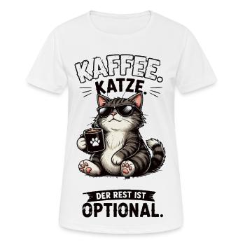 Kaffee Katze Der Rest Ist Optional Lustiger Spruch - Frauen T-Shirt atmungsaktiv - Weiß - Vorne - AI Model Female 172 dark (172cm)