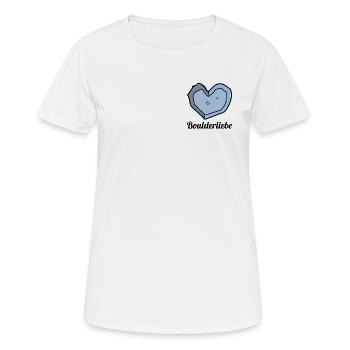 boulderliebe blau text - Frauen T-Shirt atmungsaktiv - Weiß - Vorne - AI Model Female 172 dark (172cm)