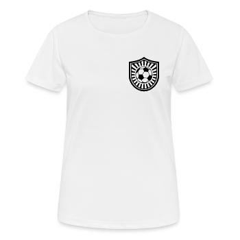 Fußball Emblem Personalisierbar Simpel Einfach - Frauen T-Shirt atmungsaktiv - Weiß - Vorne - AI Model Female 172 dark (172cm)