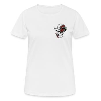 Crâne Crâne Chapeau de cowboy Roses Fleurs Western - T-shirt respirant Femme - blanc - Devant - AI Model Female 172 dark (172cm)