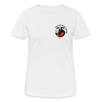Galgo im warmen Schal - Frauen T-Shirt atmungsaktiv - Weiß - Vorne - AI Model Female 172 dark (172cm)