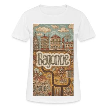 Bayonne Whimsical Townscape France - Women's Breathable T-Shirt - white - Front - AI Model Female 172 dark (172cm)