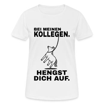 Hengst dich auf - Schwarzer Text - Frauen T-Shirt atmungsaktiv - Weiß - Vorne - AI Model Female 172 dark (172cm)