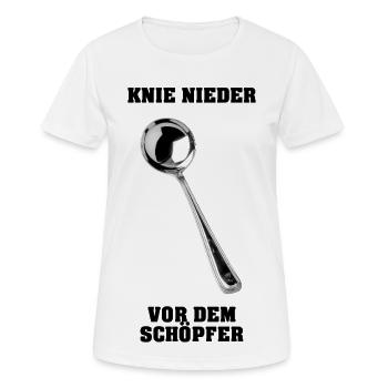 Knie nieder vor dem Schöpfer - Frauen T-Shirt atmungsaktiv - Weiß - Vorne - AI Model Female 172 dark (172cm)