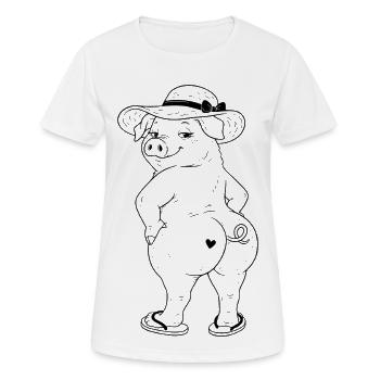 Schwein von hinten - Frauen T-Shirt atmungsaktiv - Weiß - Vorne - AI Model Female 172 dark (172cm)
