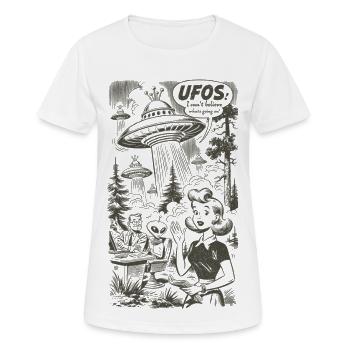 Rencontre avec un OVNI dans la forêt - T-shirt respirant Femme - blanc - Devant - AI Model Female 172 dark (172cm)