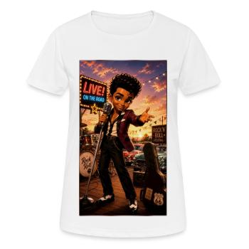 Bobby Singer Rock'n'Roll-Konzert 50er Jahre – Kek-Ina - Frauen T-Shirt atmungsaktiv - Weiß - Vorne - AI Model Female 172 dark (172cm)