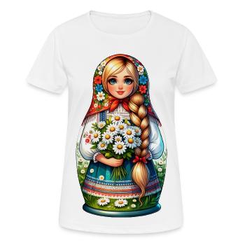Matriochka en russe Matriochka Poupée Russe - T-shirt respirant Femme - blanc - Devant - AI Model Female 172 dark (172cm)
