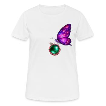Renaissance d’Émeraude – Papillon Cosmique - T-shirt respirant Femme - blanc - Devant - AI Model Female 172 dark (172cm)