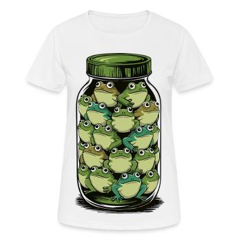 Froschglas: Verspielter Amphibienstapel - Frauen T-Shirt atmungsaktiv - Weiß - Vorne - AI Model Female 172 dark (172cm)