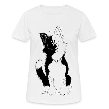 Cute Border Collie - T-shirt respirant Femme - blanc - Devant - AI Model Female 172 dark (172cm)