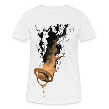 Tétine brûlante - T-shirt respirant Femme - blanc - Devant - AI Model Female 172 dark (172cm)