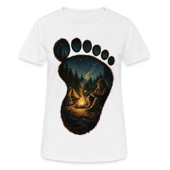 Bigfoot Campfire Campfire Footprint - Women's Breathable T-Shirt - white - Front - AI Model Female 172 dark (172cm)