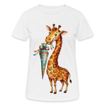 Cute Giraffe Back to School with School Cone - Women's Breathable T-Shirt - white - Front - AI Model Female 172 dark (172cm)