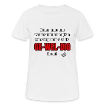 Donne-moi des broojkes de saucisse - T-shirt respirant Femme - blanc - Devant - AI Model Female 172 dark (172cm)