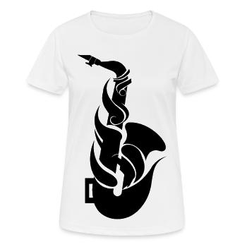 Cartoon Saxophon - Frauen T-Shirt atmungsaktiv - Weiß - Vorne - AI Model Female 172 dark (172cm)