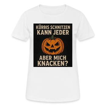 Kürbis Schnitzen Humor T-Shirt - Frauen T-Shirt atmungsaktiv - Weiß - Vorne - AI Model Female 172 dark (172cm)