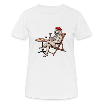 Sophisticate French Poodle Wine & Cheese Original  - Women's Breathable T-Shirt - white - Front - AI Model Female 172 dark (172cm)