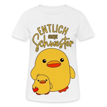Enten Geschwister Endlich ENTlich Große Schwester - Frauen T-Shirt atmungsaktiv - Weiß - Vorne - AI Model Female 172 dark (172cm)