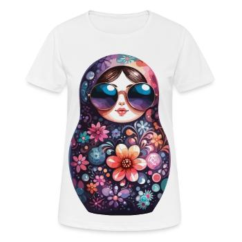 Matryoshka Cool Sunglasses Gift - Women's Breathable T-Shirt - white - Front - AI Model Female 172 dark (172cm)