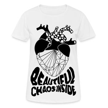 Beau chaos à l’intérieur – Citation drôle - T-shirt respirant Femme - blanc - Devant - AI Model Female 172 dark (172cm)