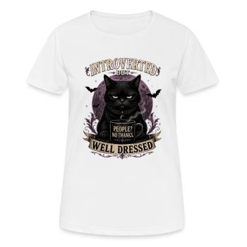 Introverted But Well Dressed Cat - Women's Breathable T-Shirt - white - Front - AI Model Female 172 dark (172cm)