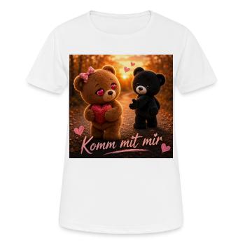 Komm mit mir – Süße Teddybären - Frauen T-Shirt atmungsaktiv - Weiß - Vorne - AI Model Female 172 dark (172cm)