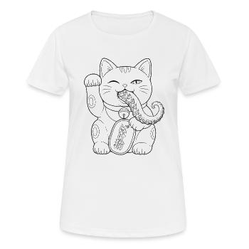 Bakeneko schwarz - Frauen T-Shirt atmungsaktiv - Weiß - Vorne - AI Model Female 172 dark (172cm)