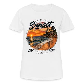 Sunset Liberty Coast und Wellen - Frauen T-Shirt atmungsaktiv - Weiß - Vorne - AI Model Female 172 dark (172cm)