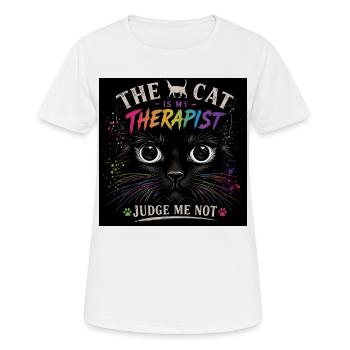 Thérapie par chats : Le chat est mon thérapeute - T-shirt respirant Femme - blanc - Devant - AI Model Female 172 dark (172cm)