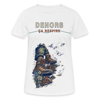 Bottes de randonnée en montagne - T-shirt respirant Femme - blanc - Devant - AI Model Female 172 dark (172cm)